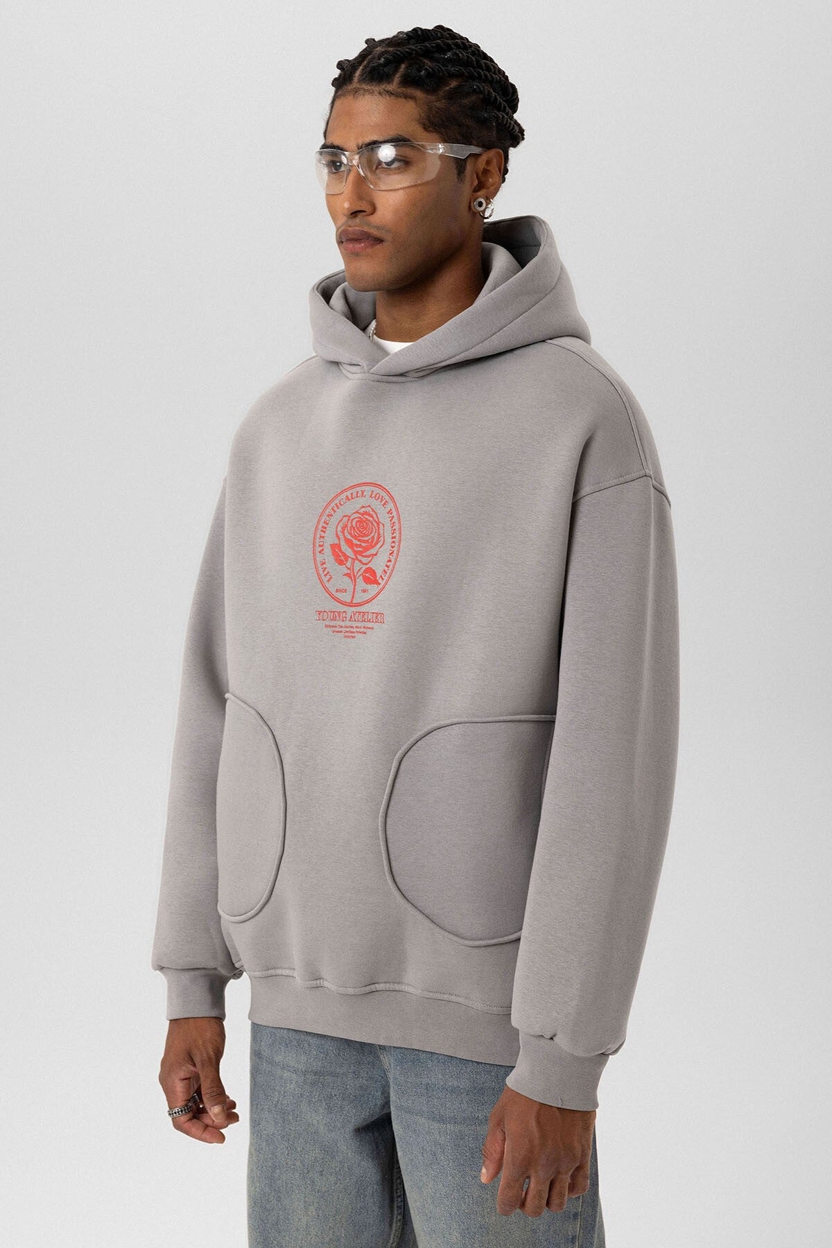Oversized Sweatshirt with Detailed Pocket Print