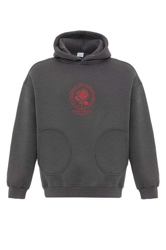 Oversized Sweatshirt with Detailed Pocket Print
