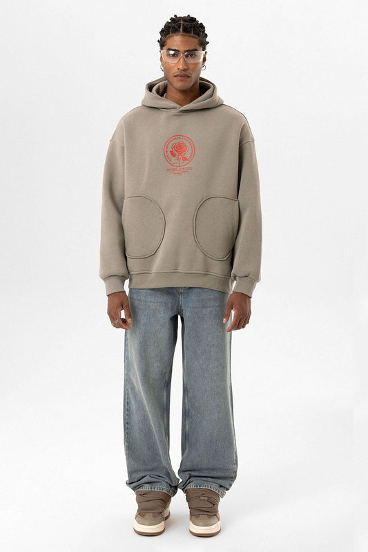 Oversized Sweatshirt with Detailed Pocket Print
