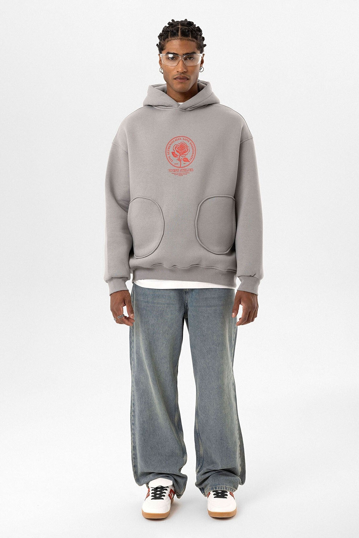 Oversized Sweatshirt with Detailed Pocket Print