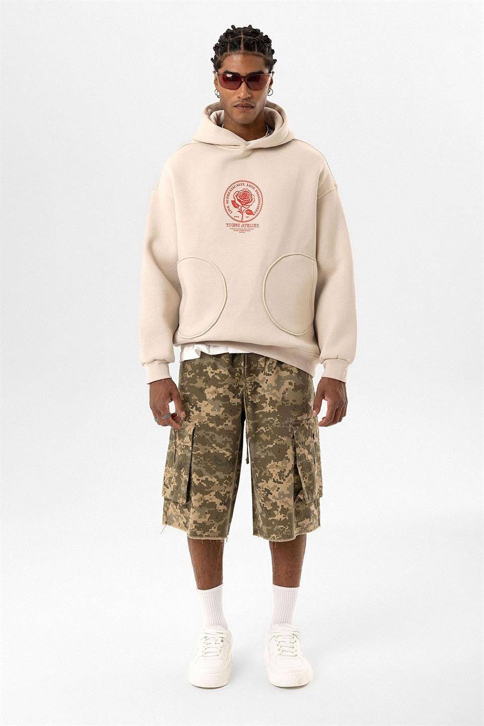 Oversized Sweatshirt with Detailed Pocket Print