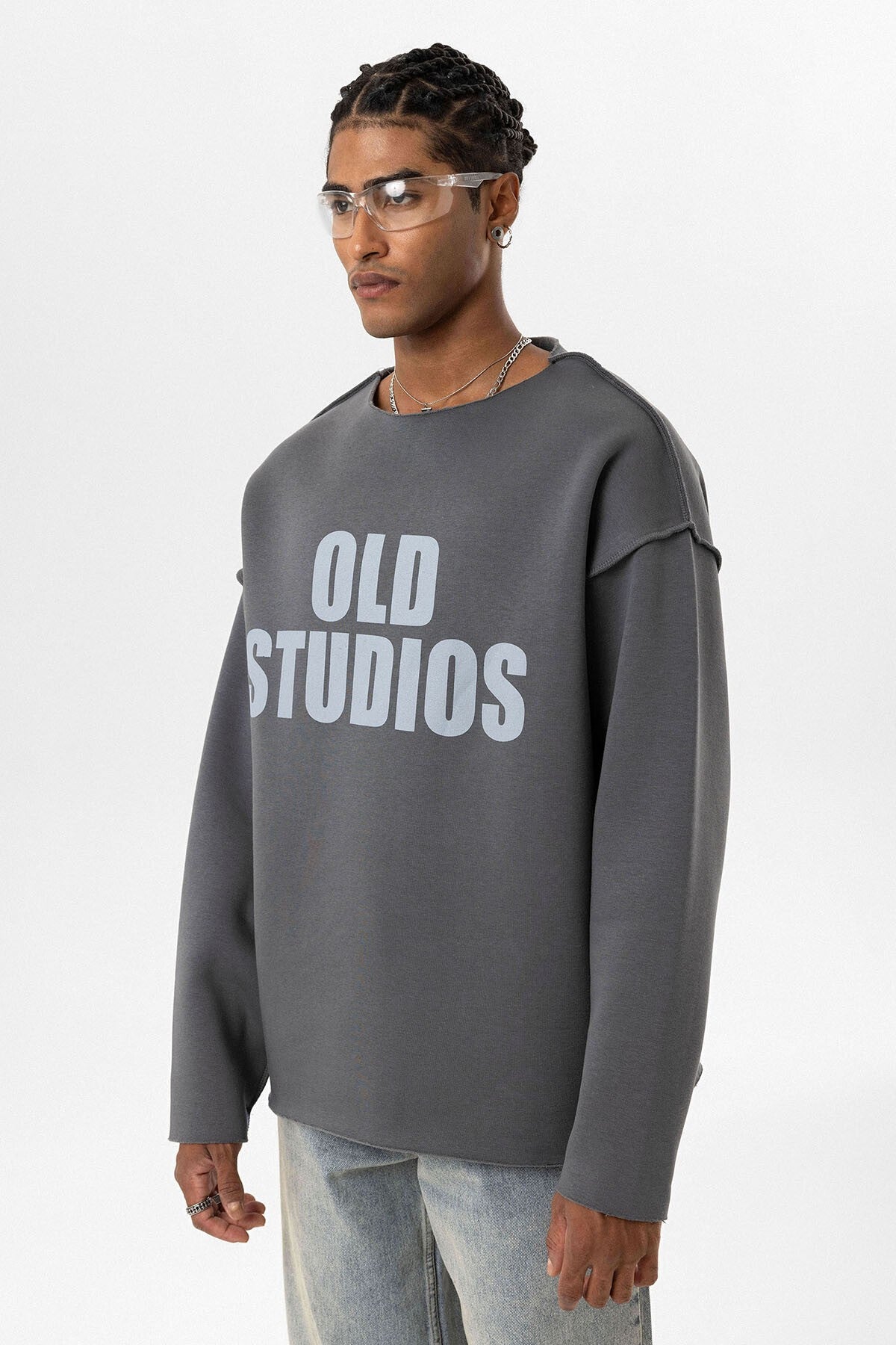 Oversized Sweatshirt with Stitching Details