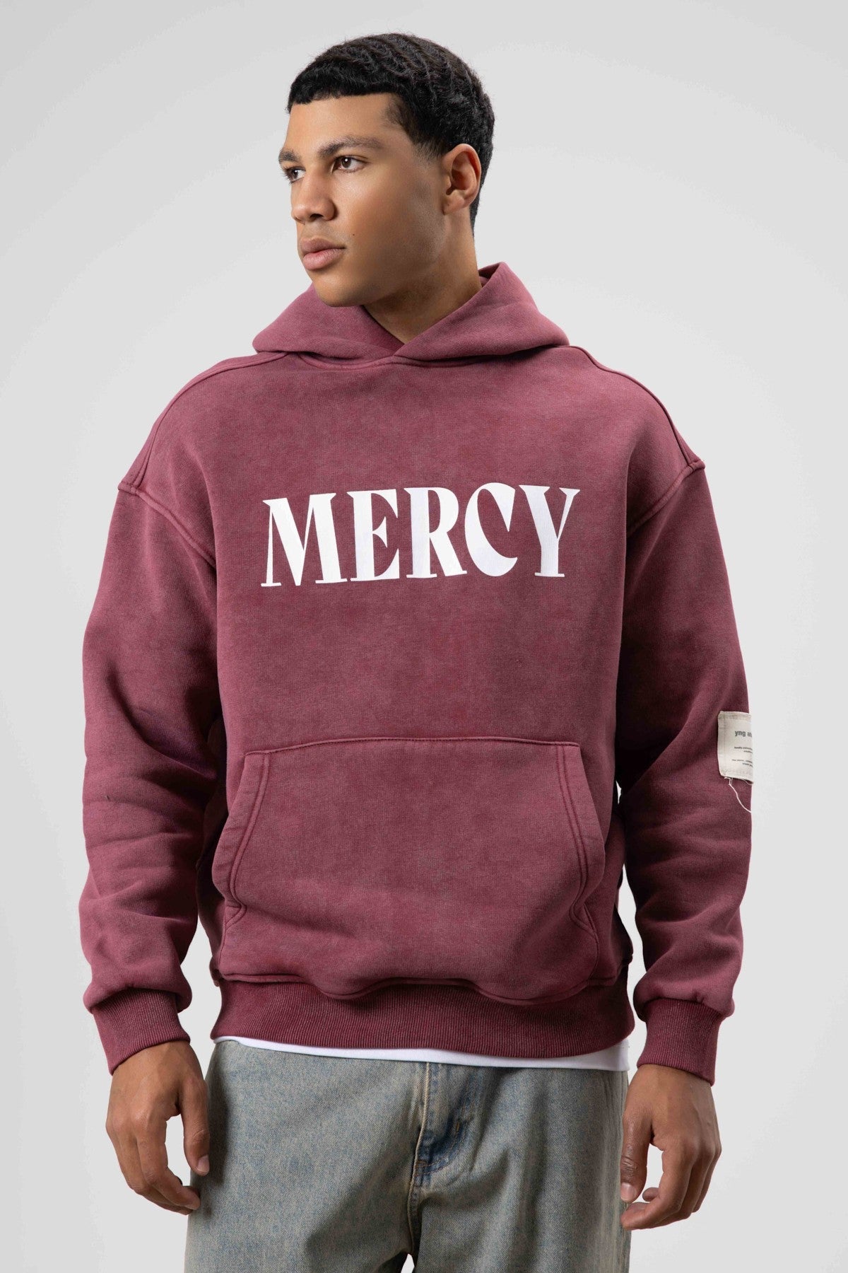 Oversized Sweatshirt with Card-Print Detail and Washed Finish