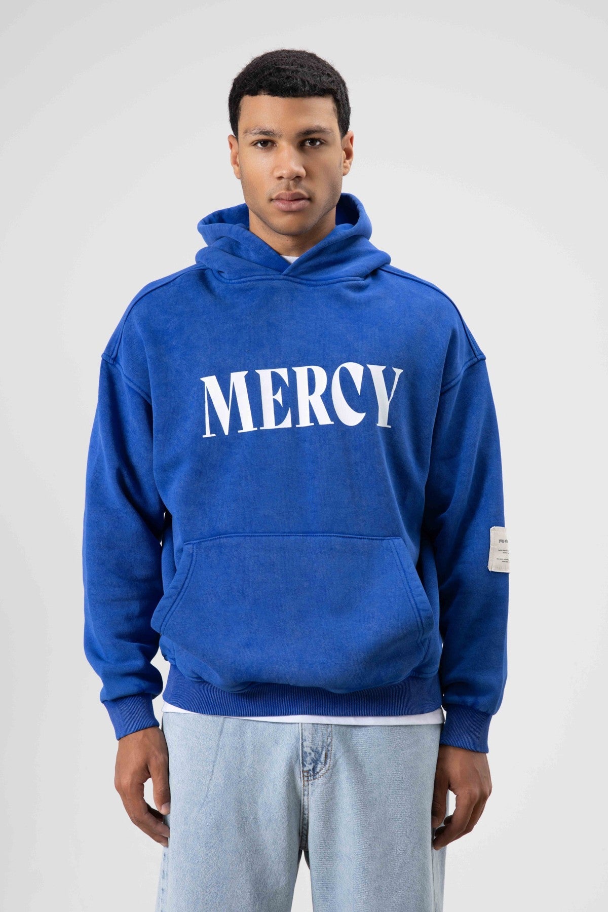 Oversized Sweatshirt with Card-Print Detail and Washed Finish