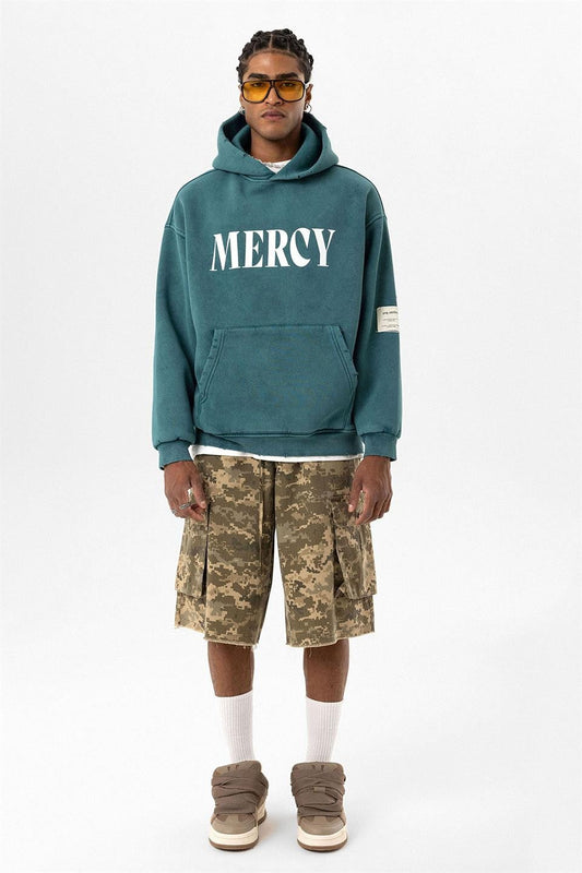 Oversized Sweatshirt with Card-Print Detail and Washed Finish