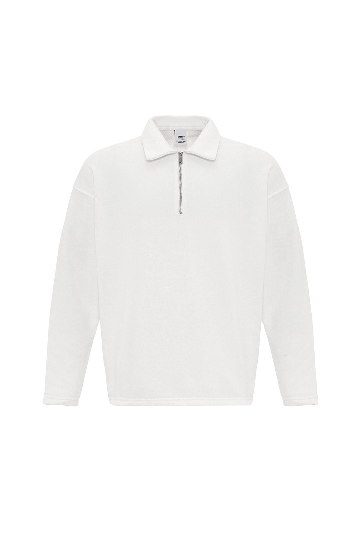 Basic Polo Neck Sweatshirt with Zipper Detail