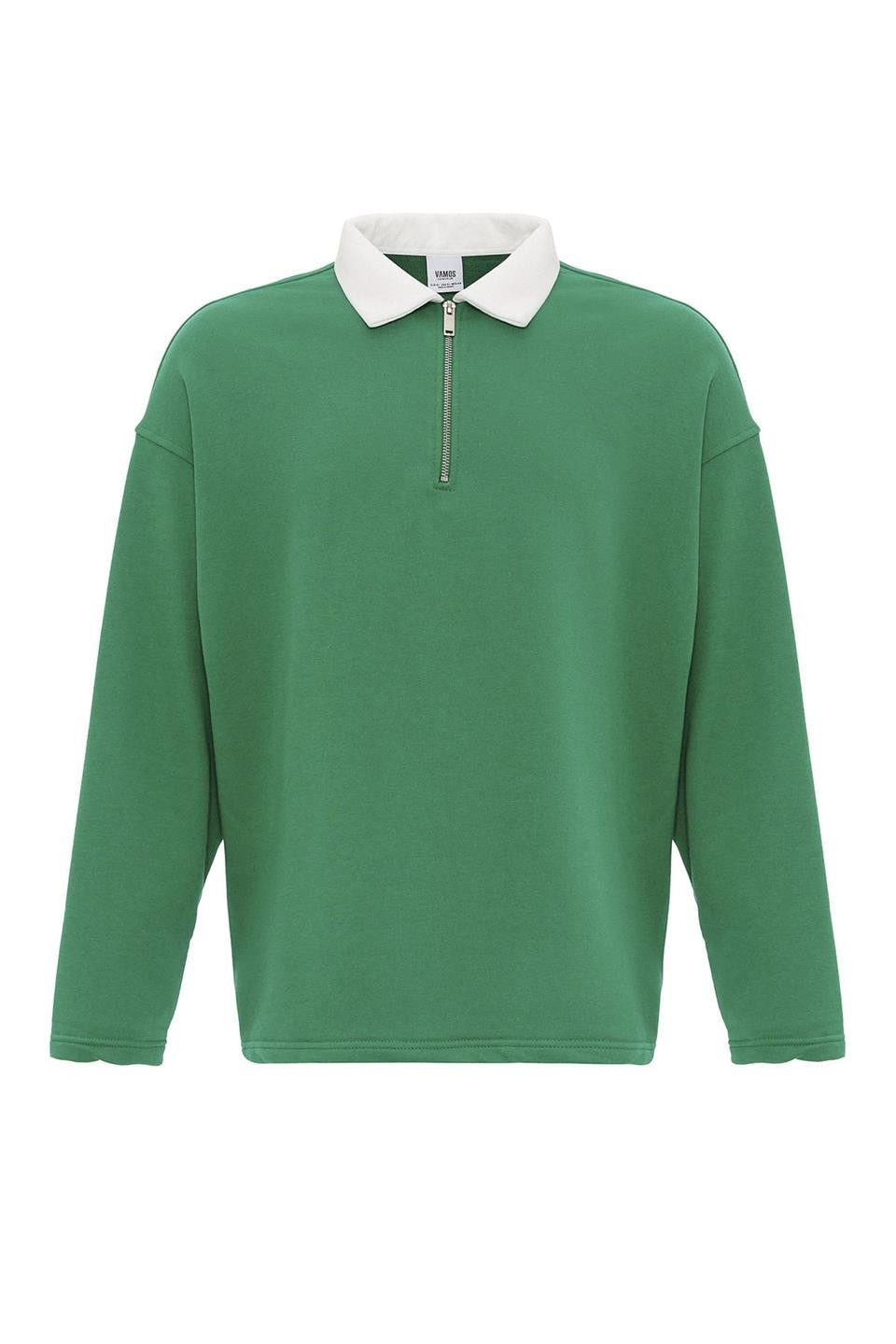 Basic Polo Neck Sweatshirt with Zipper Detail