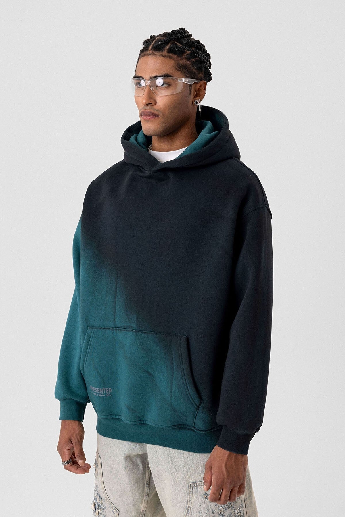 Oversized Hooded Sweatshirt with Color Gradient