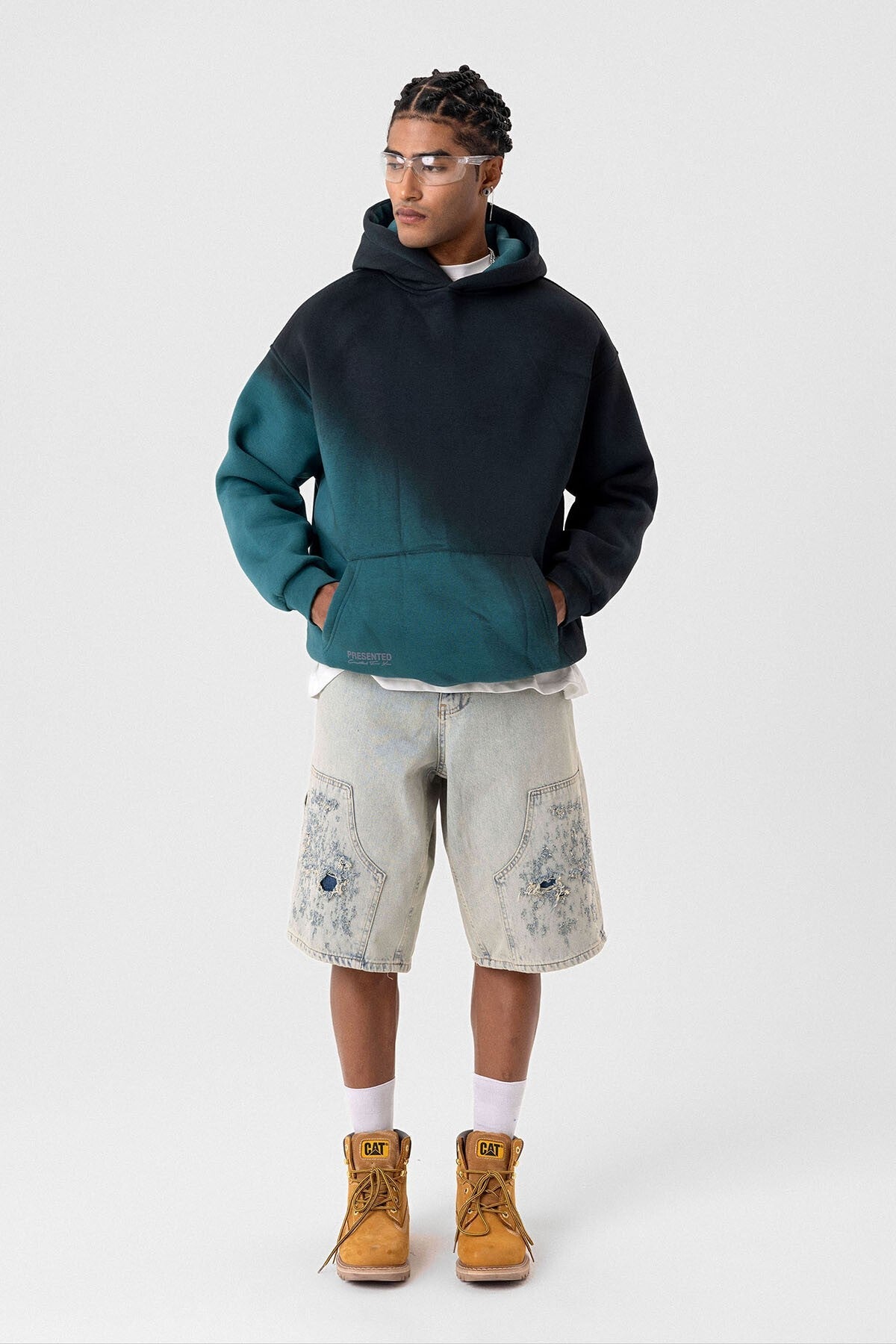Oversized Hooded Sweatshirt with Color Gradient