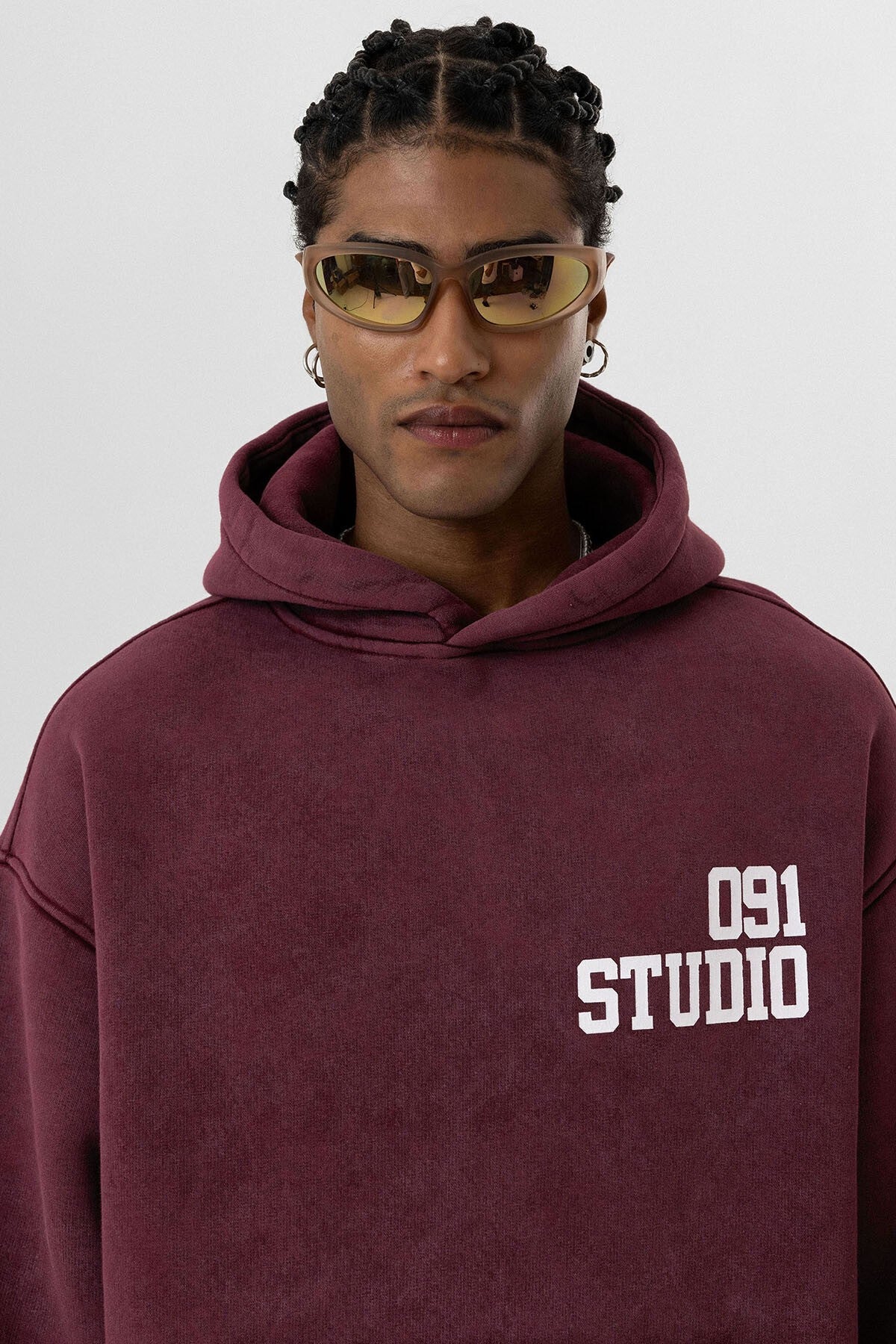 Oversized Hooded Sweatshirt with Double-Sleeve Detail (Washed)