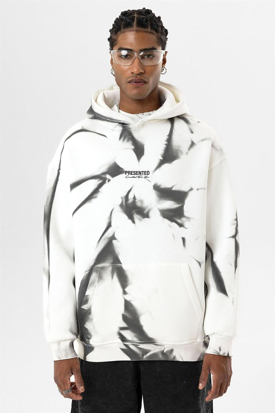 Color-Detailed Oversized Hooded Sweatshirt