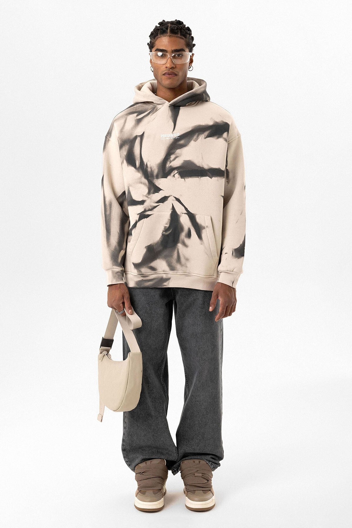 Color-Detailed Oversized Hooded Sweatshirt