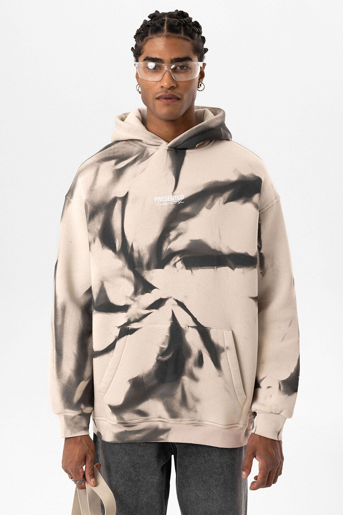 Color-Detailed Oversized Hooded Sweatshirt