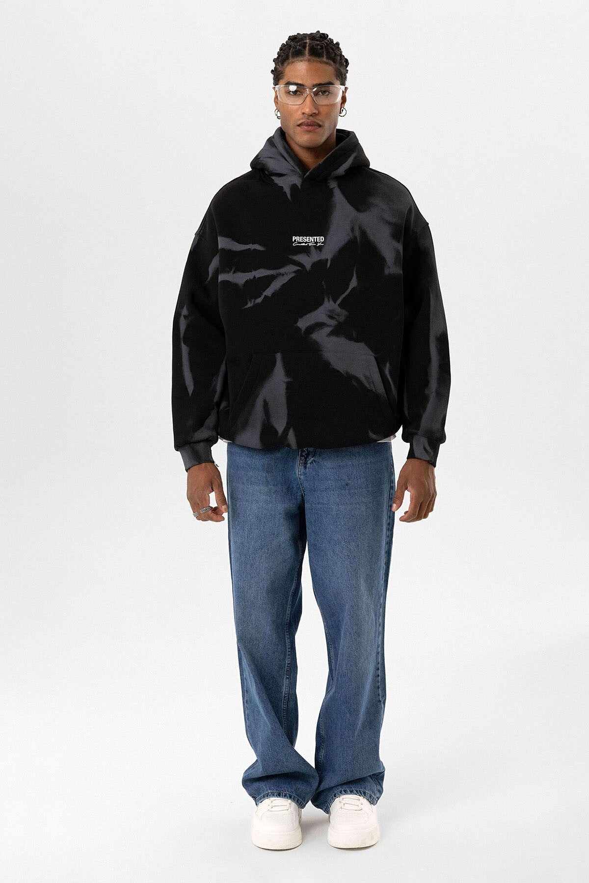 Color-Detailed Oversized Hooded Sweatshirt