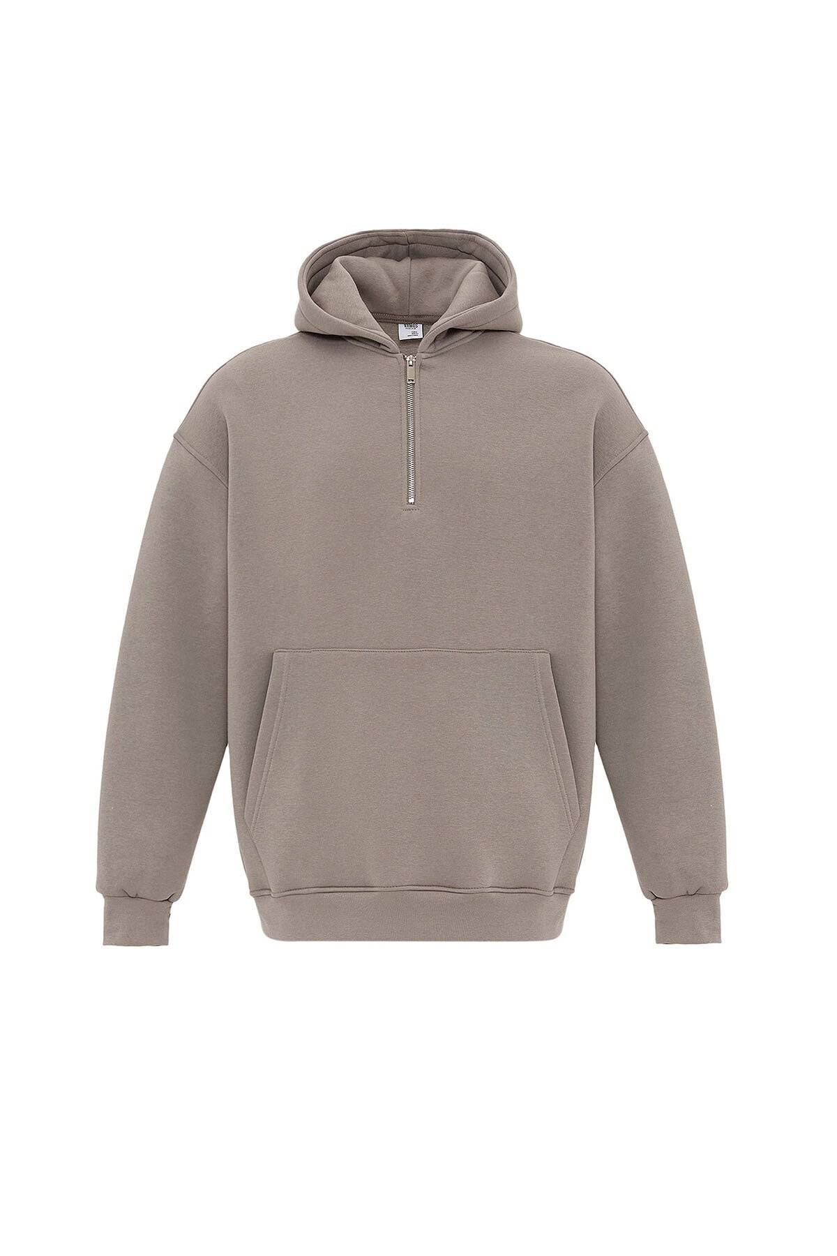 Basic Oversized Hooded Sweatshirt with Zipper Detail