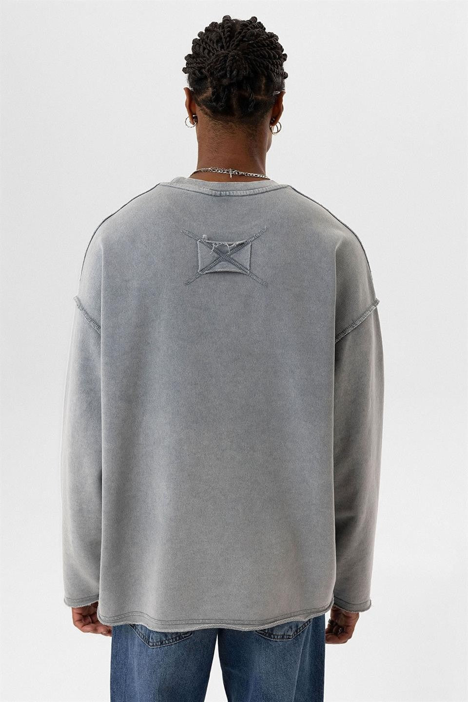 Oversized Sweatshirt with Washed Back Detail