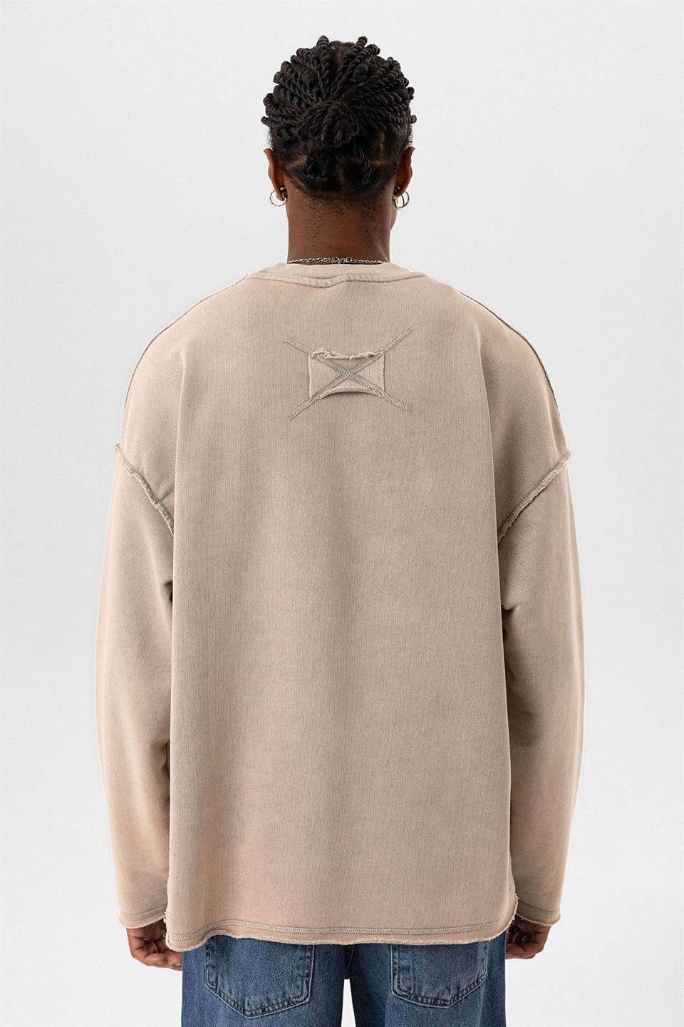 Oversized Sweatshirt with Washed Back Detail