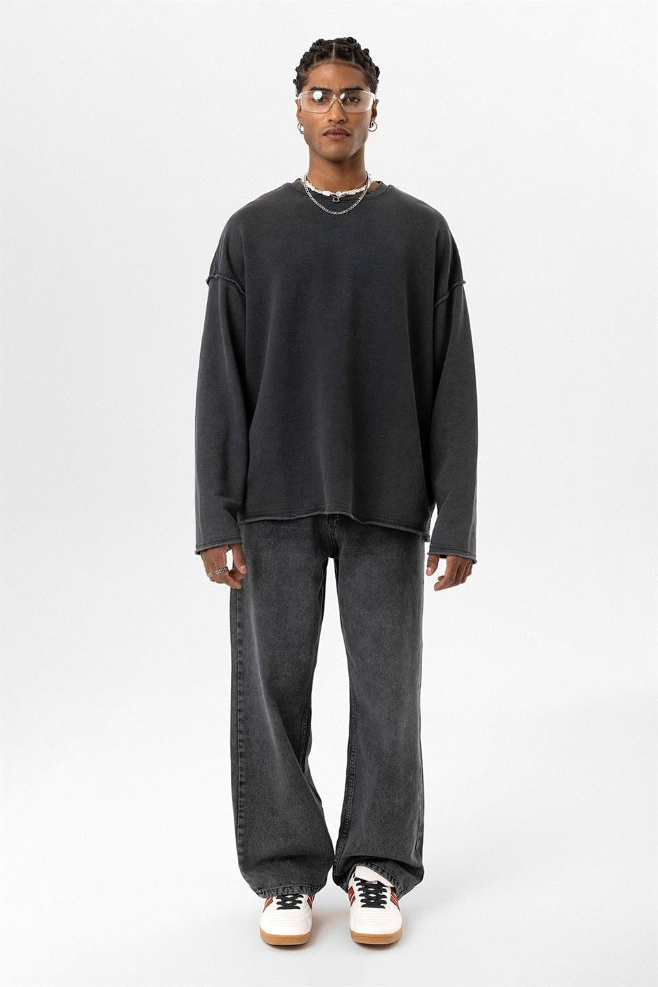 Oversized Sweatshirt with Washed Back Detail