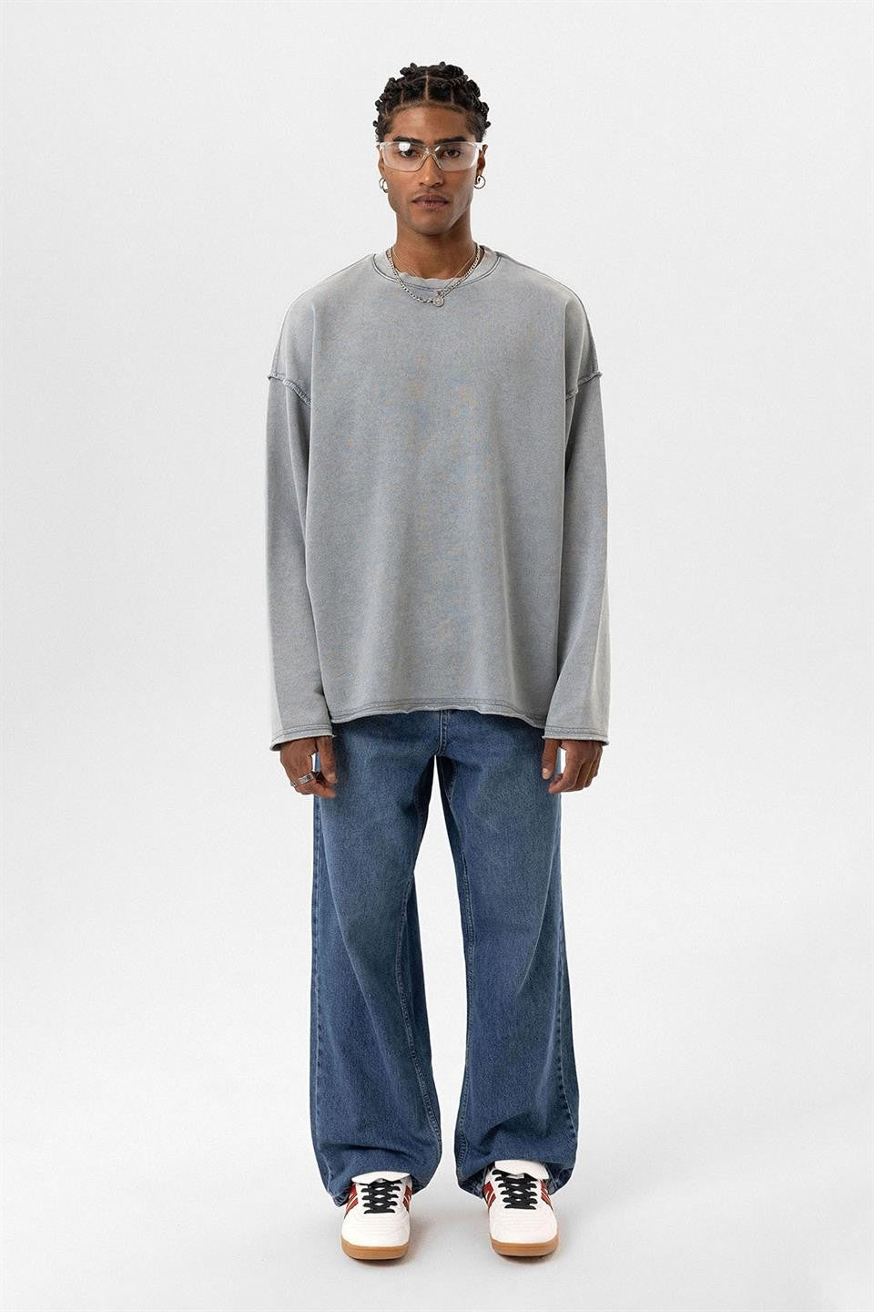 Oversized Sweatshirt with Washed Back Detail