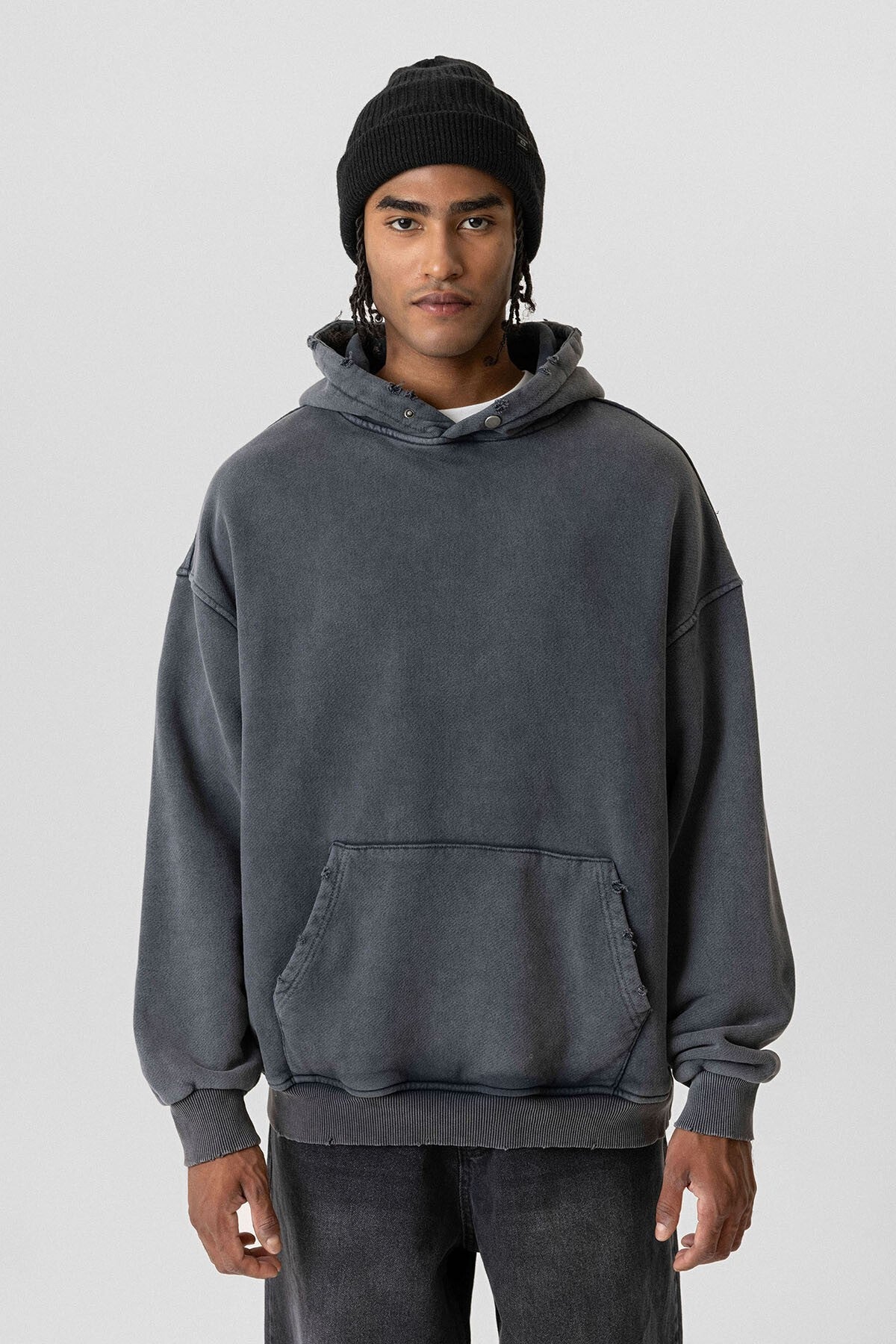 Premium Oversized Sweatshirt with Ripped Details