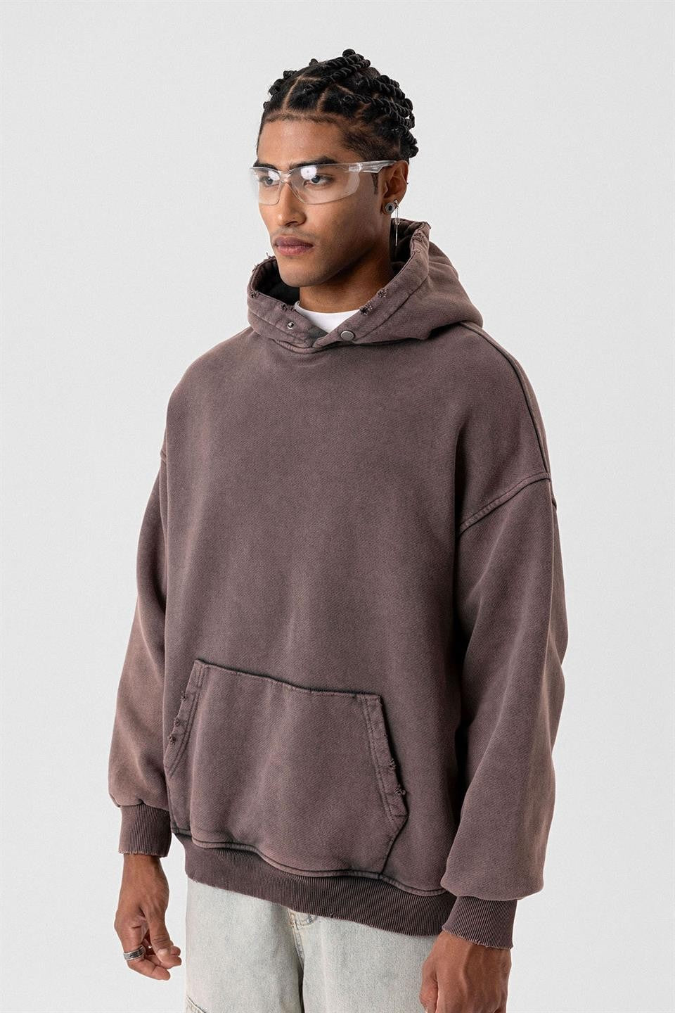 Premium Oversized Sweatshirt with Ripped Details