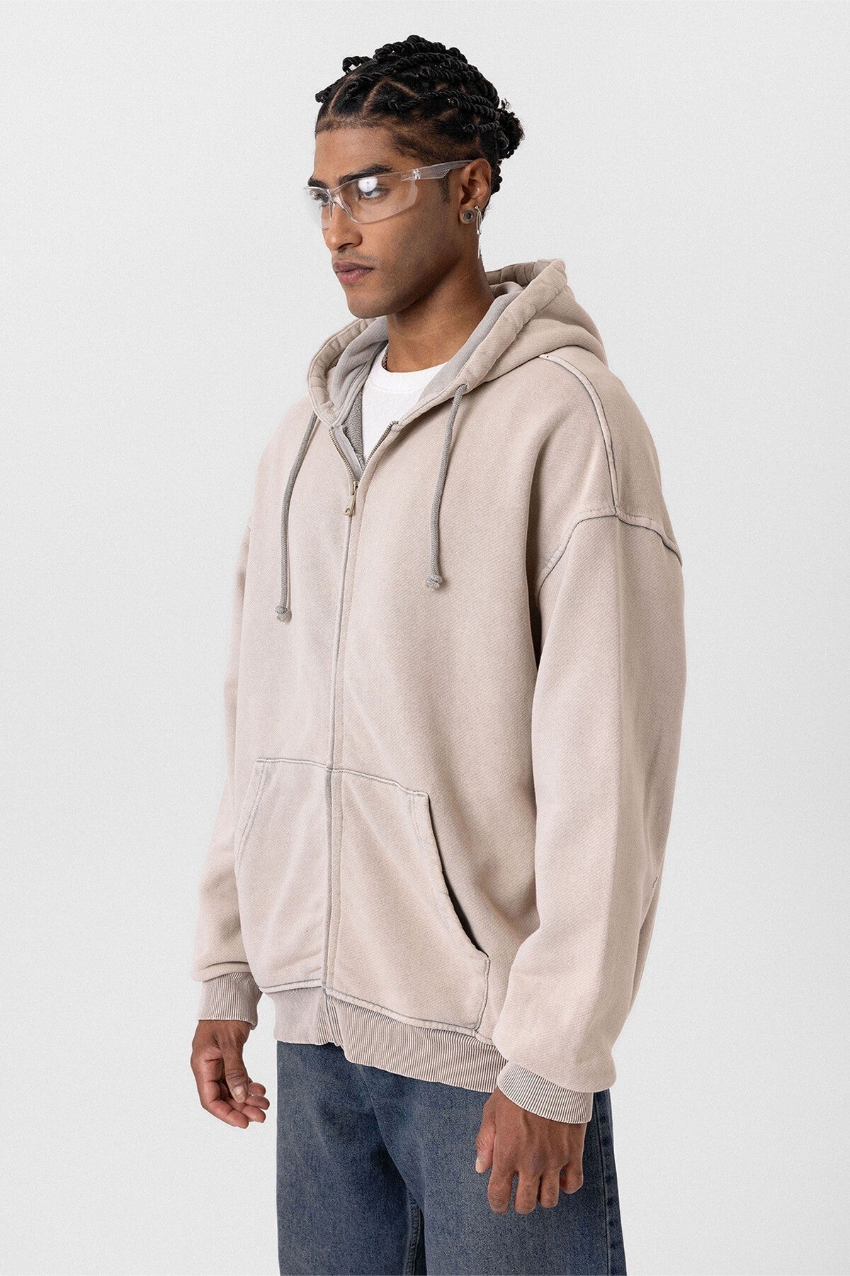Premium Pre-Washed Oversized Sweatshirt with Zipper