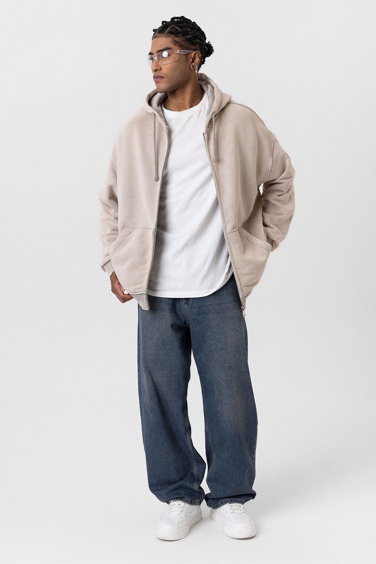 Premium Pre-Washed Oversized Sweatshirt with Zipper