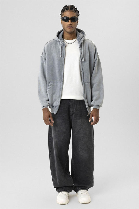 Premium Pre-Washed Oversized Sweatshirt with Zipper