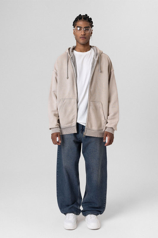 Premium Pre-Washed Oversized Sweatshirt with Zipper