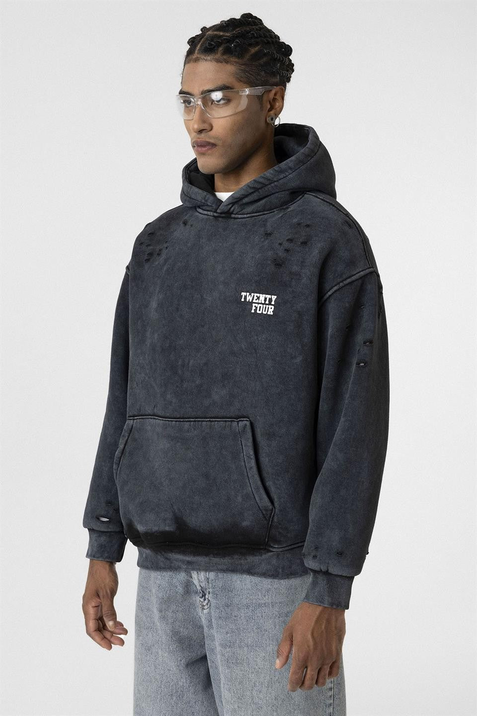 Washed Print Detailed Oversized Sweatshirt