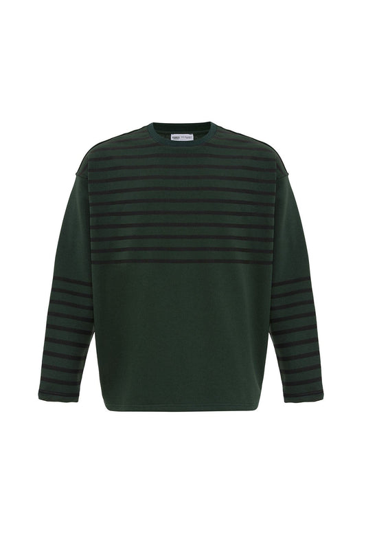 Oversized Sweatshirt with Striped Trim