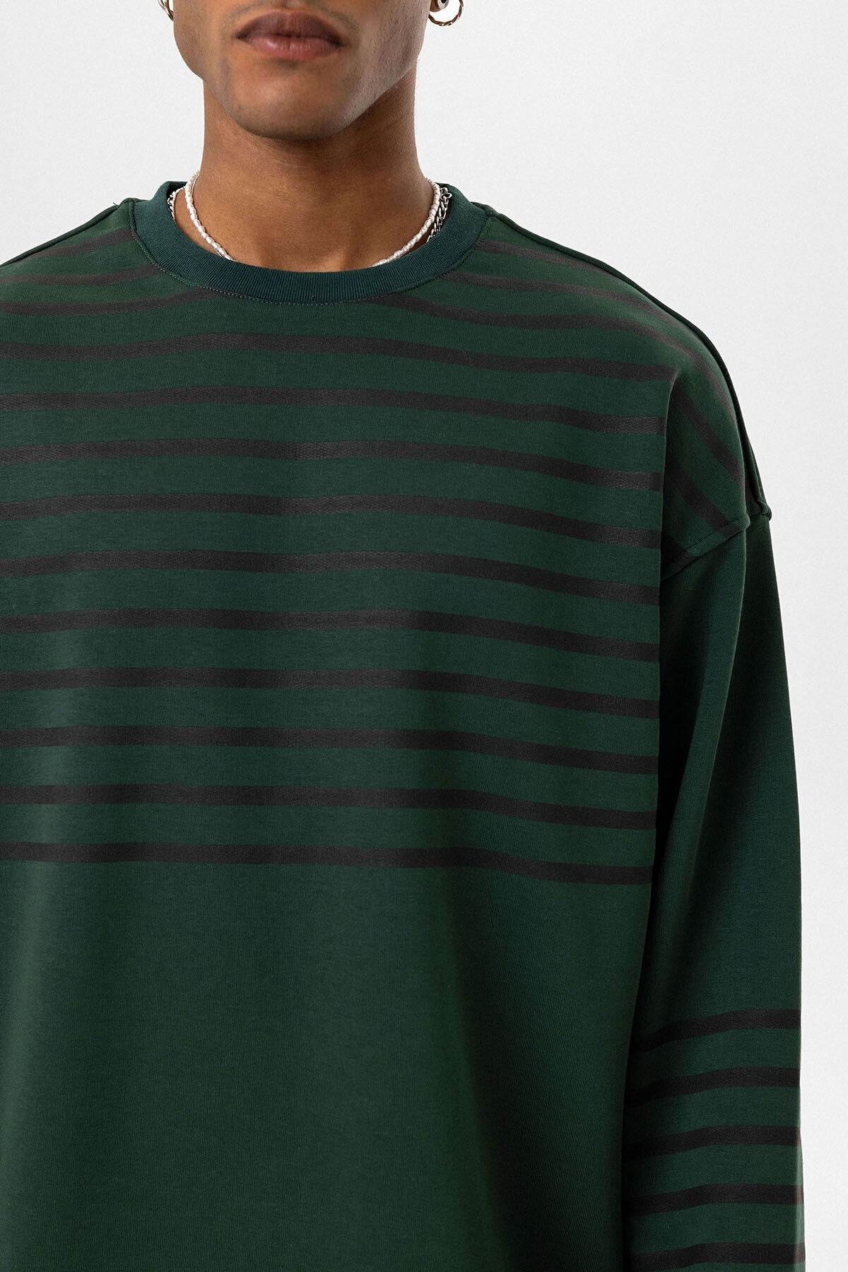 Oversized Sweatshirt with Striped Trim