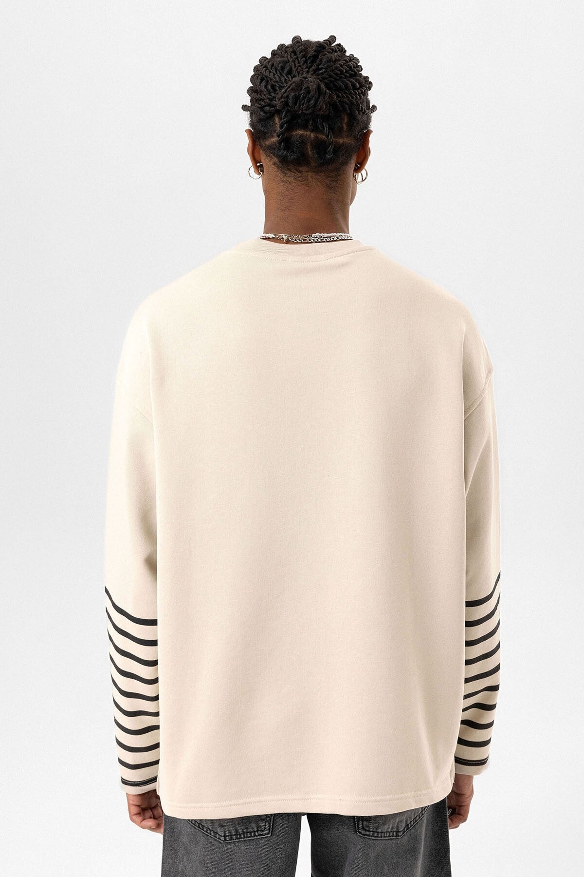 Oversized Sweatshirt with Striped Trim
