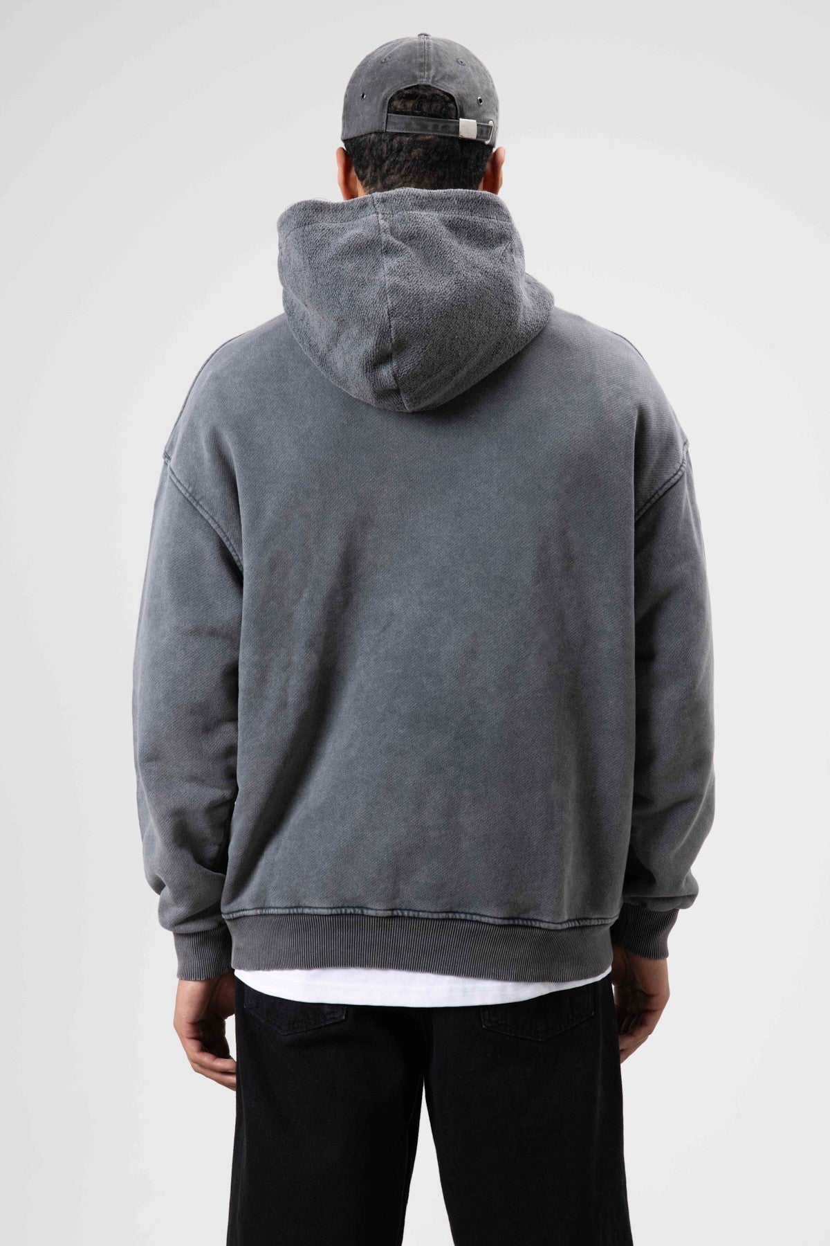 Oversized Washed Printed Hooded Sweatshirt