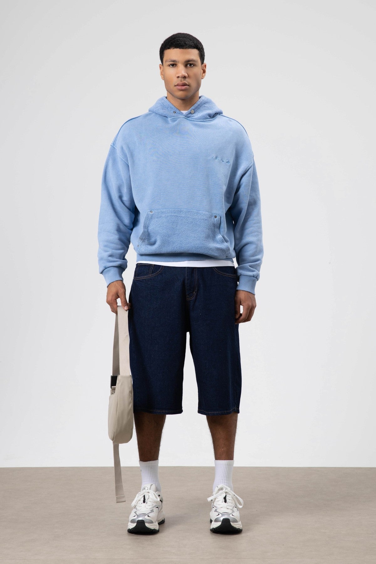 Oversized Washed Printed Hooded Sweatshirt