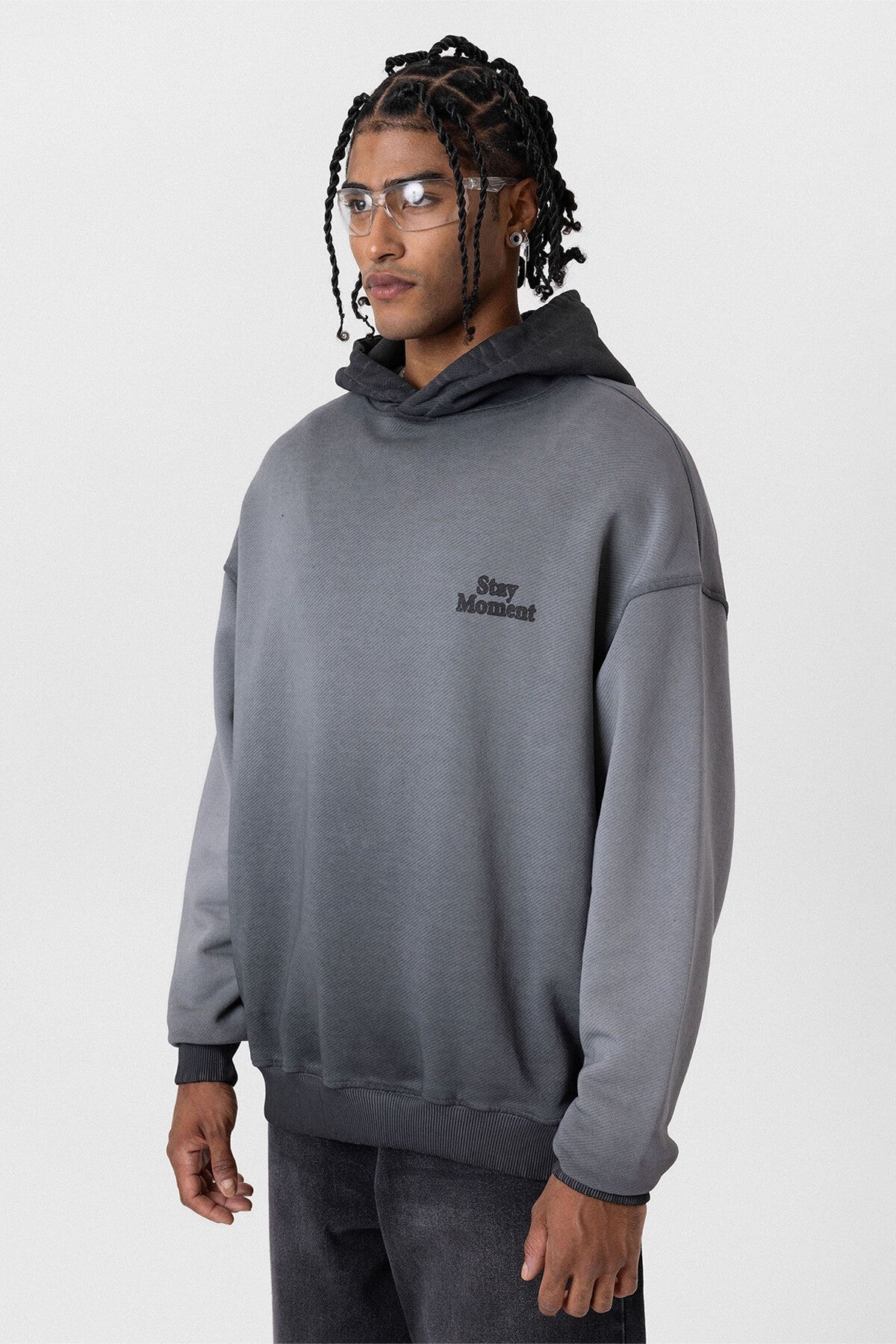 Premium Washed, Printed, Oversized Hooded Sweatshirt