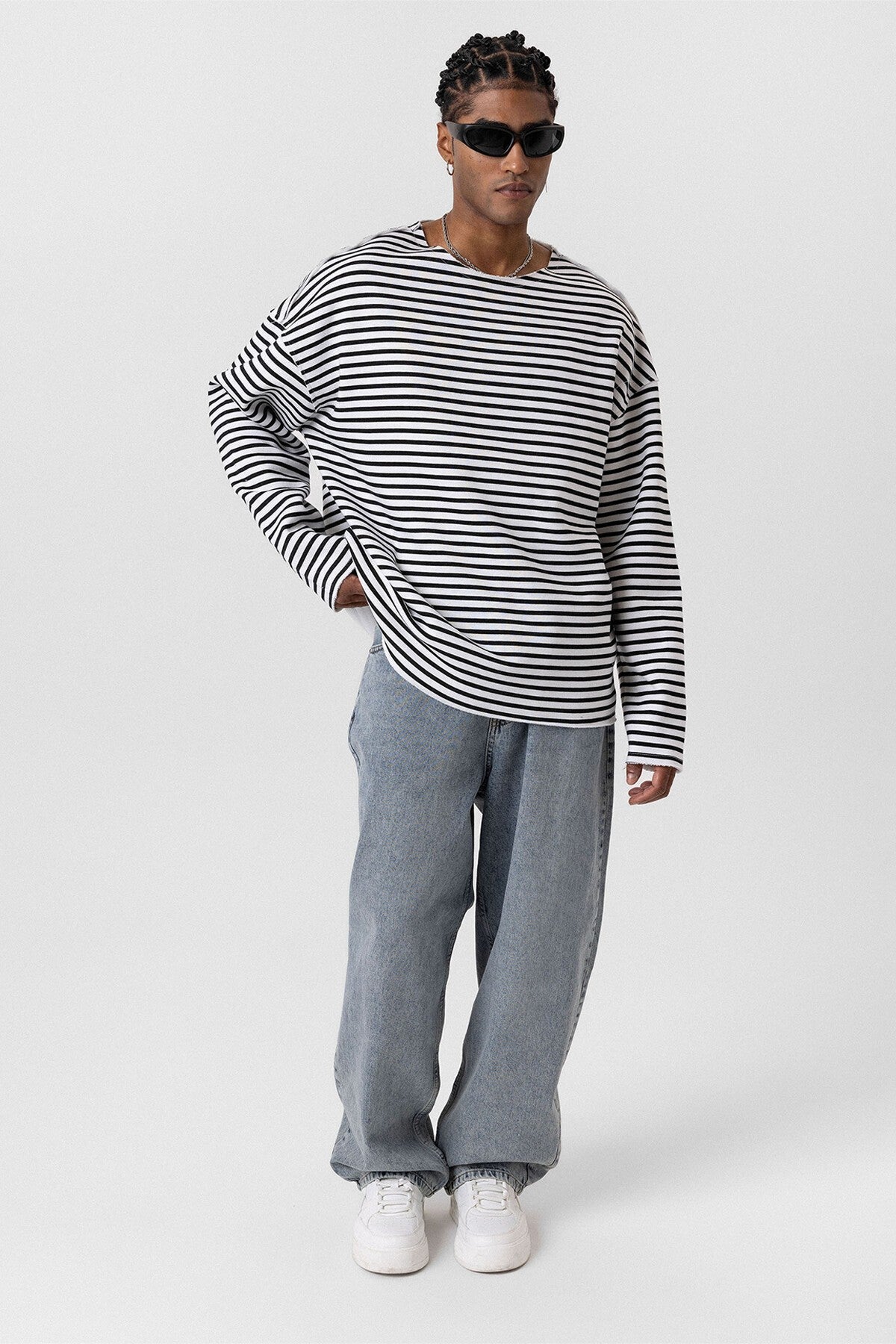 Oversized Sweatshirt with Collar Detail