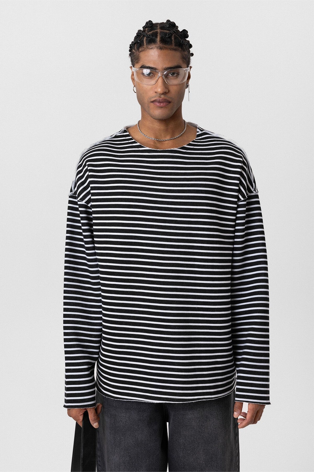 Oversized Sweatshirt with Collar Detail