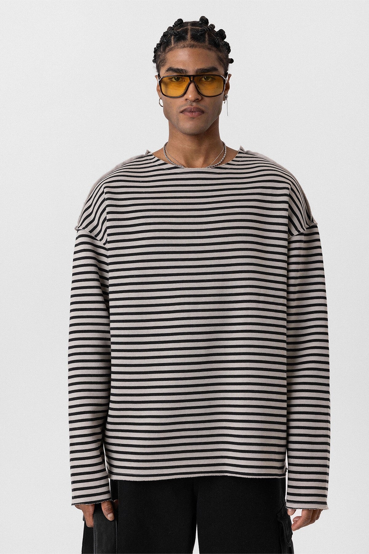 Oversized Sweatshirt with Collar Detail