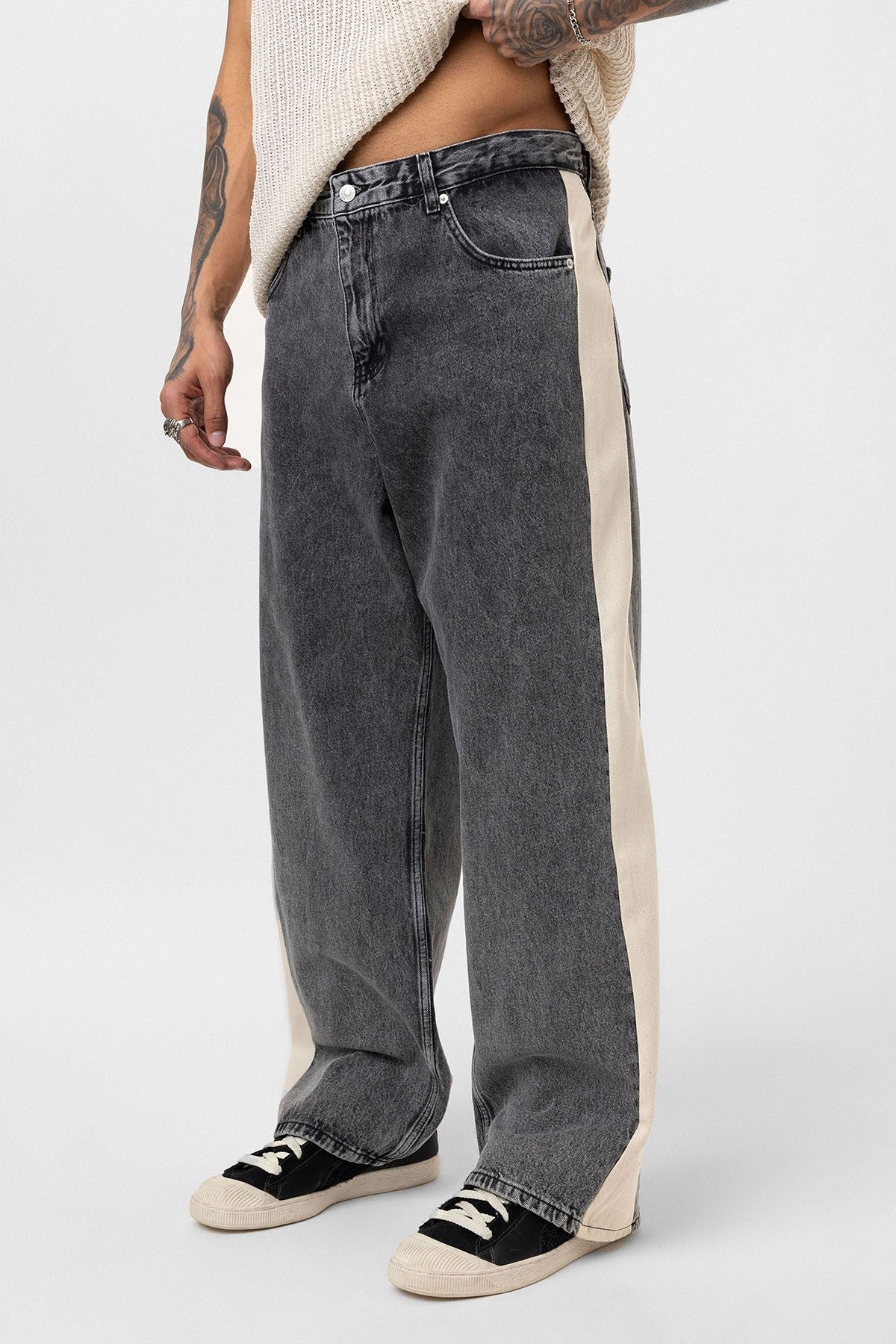 Baggy-Fit Jeans with Side Stripes