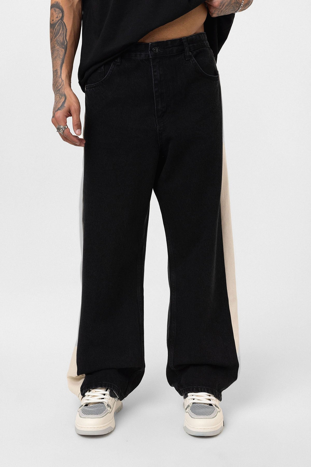 Baggy-Fit Jeans with Side Stripes