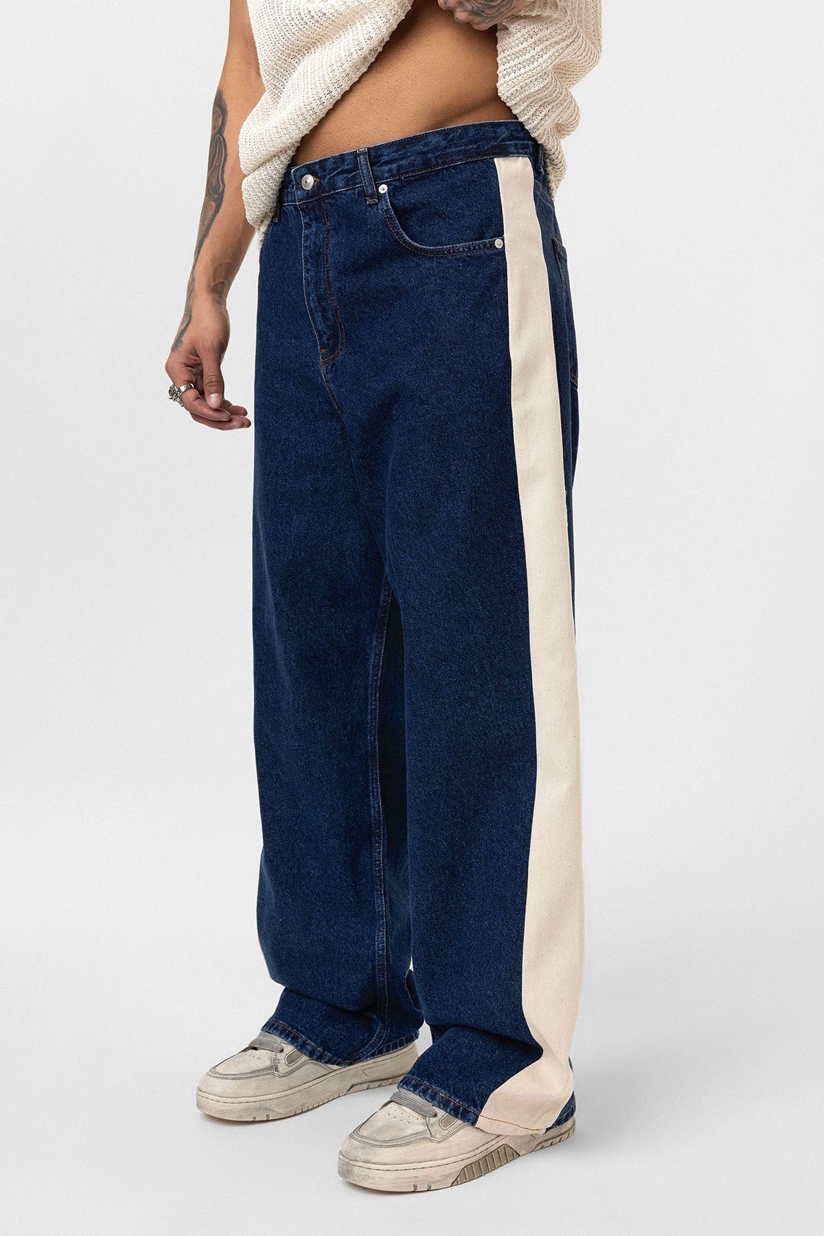 Baggy-Fit Jeans with Side Stripes