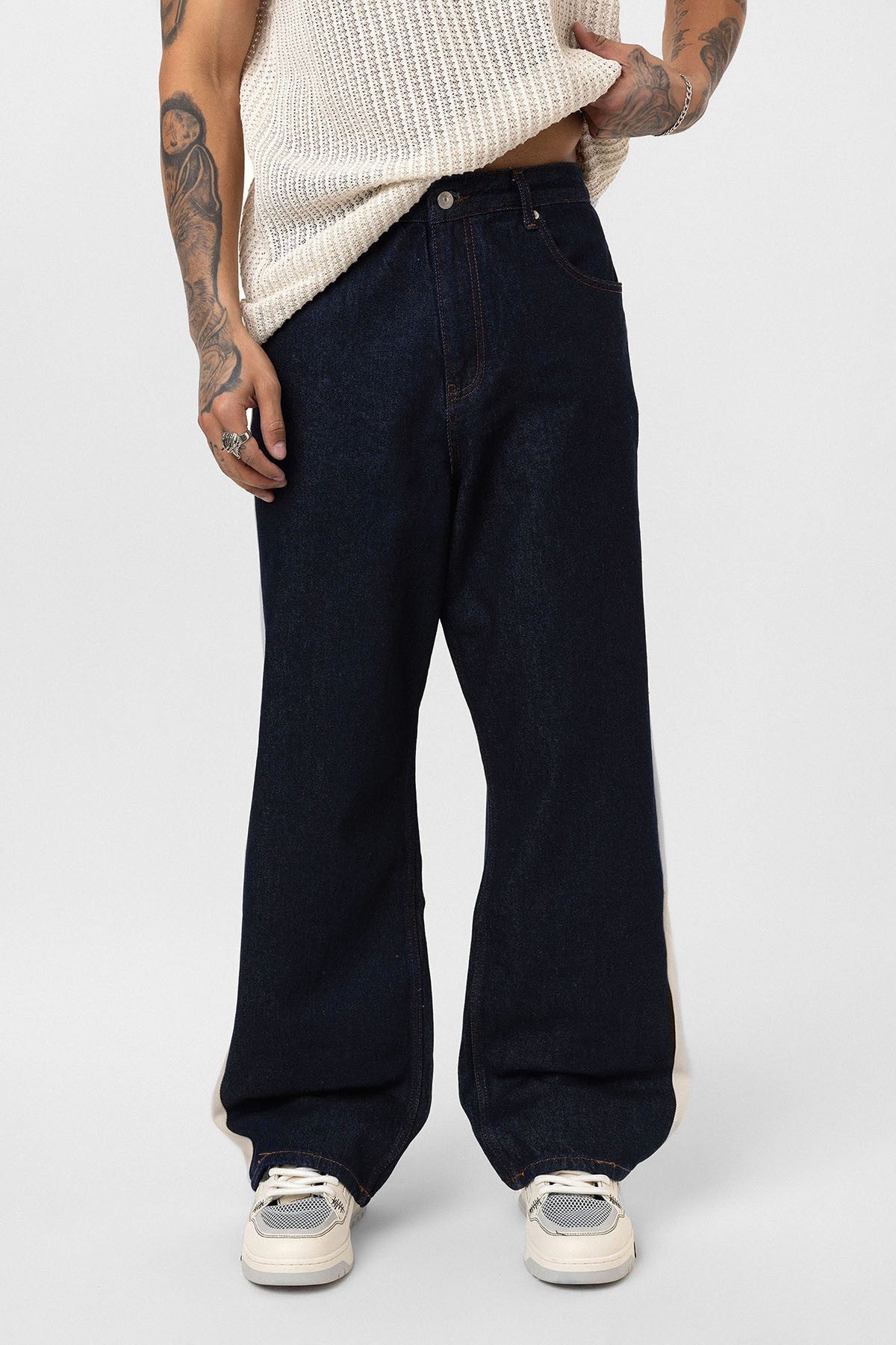 Baggy-Fit Jeans with Side Stripes