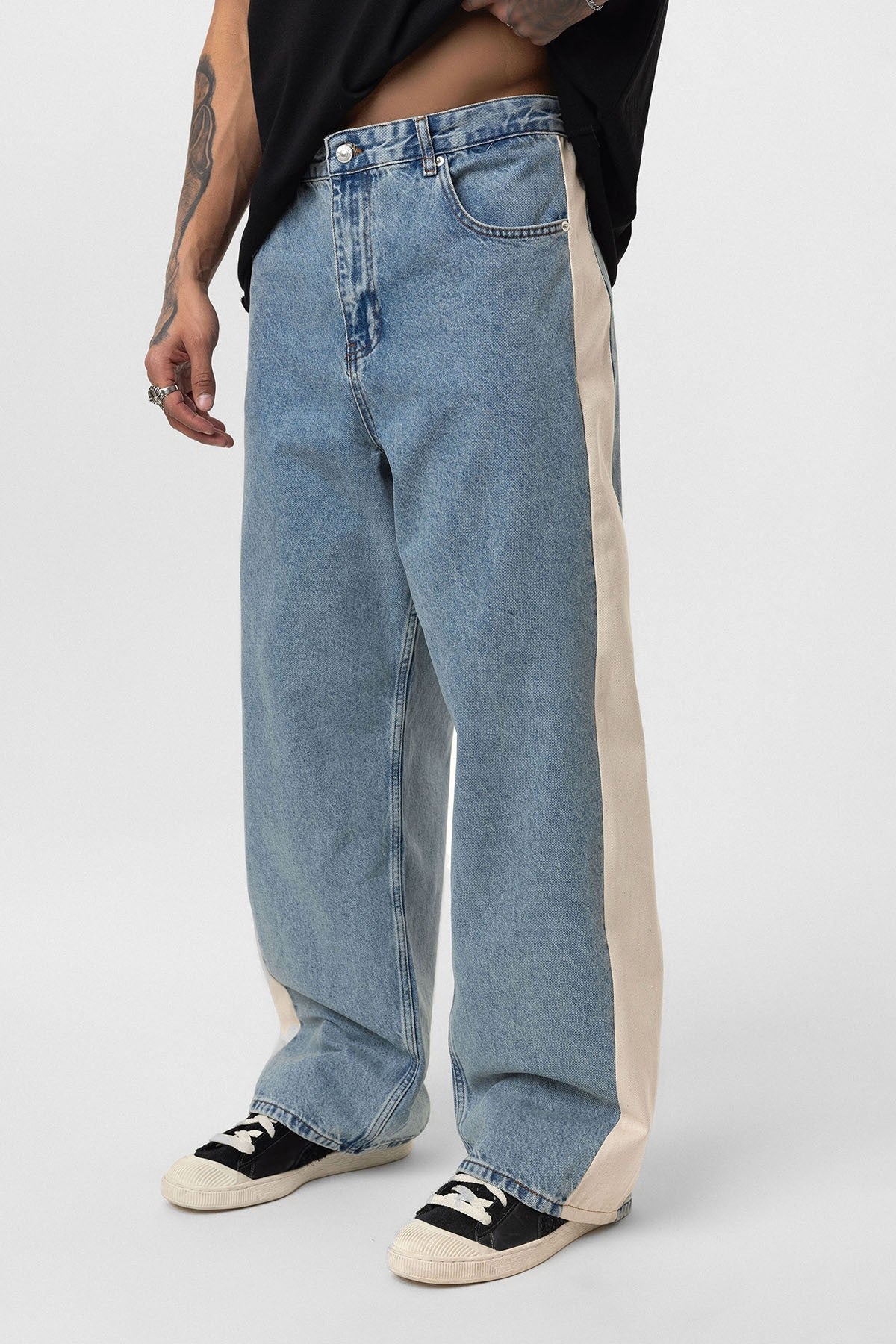 Baggy-Fit Jeans with Side Stripes