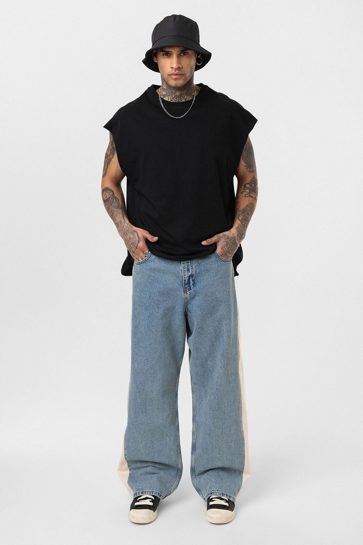 Baggy-Fit Jeans with Side Stripes