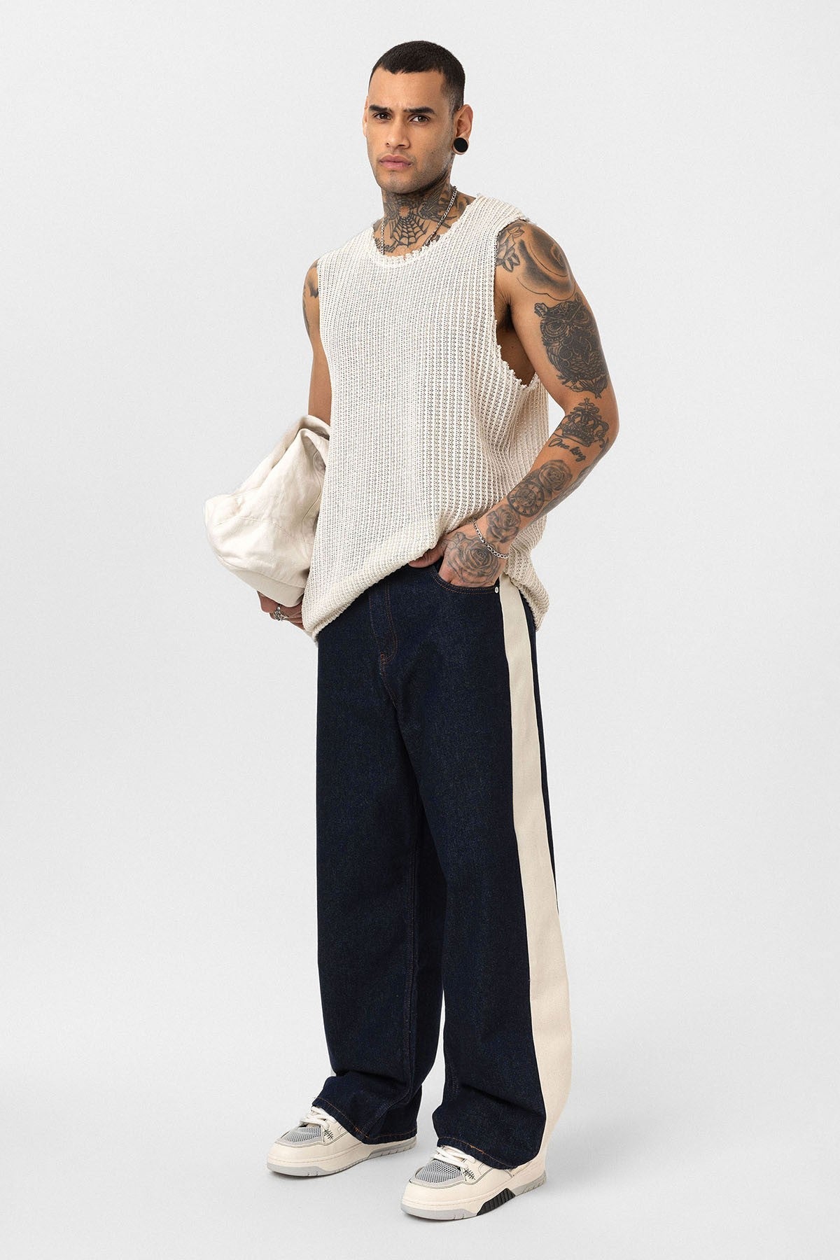 Baggy-Fit Jeans with Side Stripes