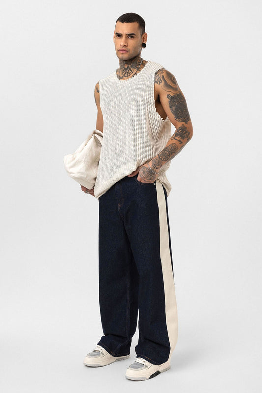 Baggy-Fit Jeans with Side Stripes