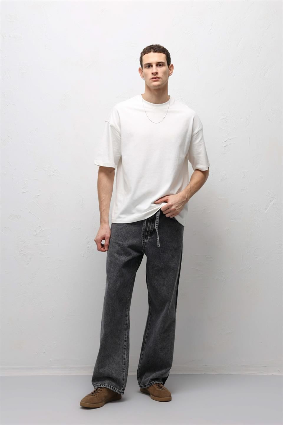 Baggy Jeans with Detailed Belt Straps