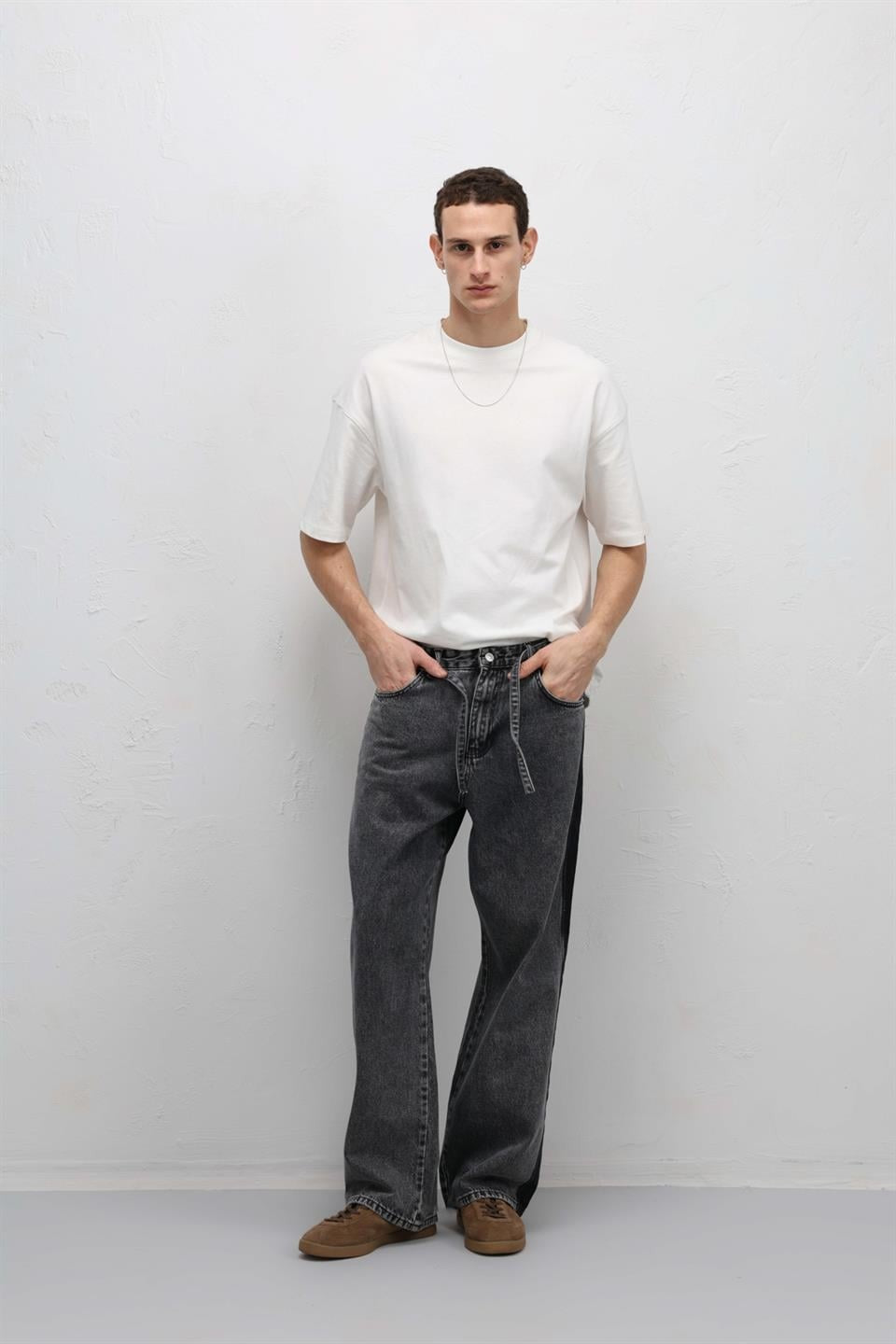 Baggy Jeans with Detailed Belt Straps