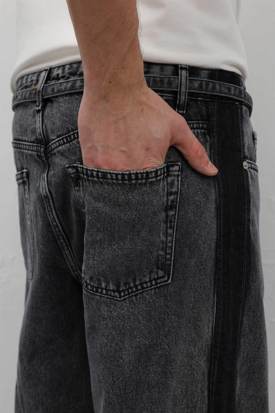 Baggy Jeans with Detailed Belt Straps